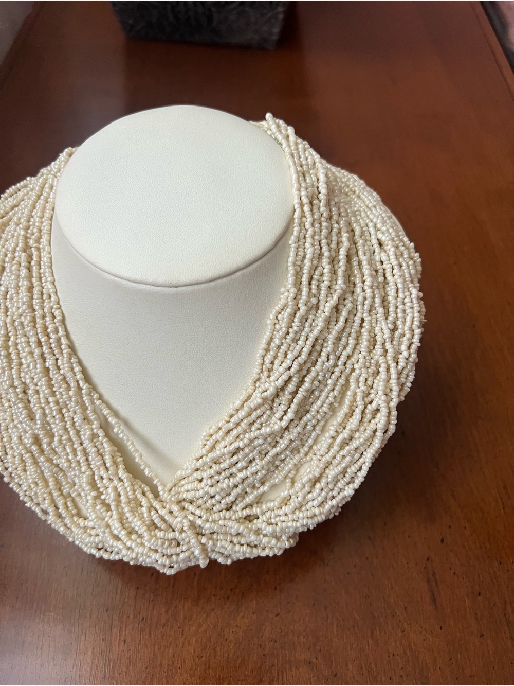 Cream Multi-Strand Seed Bead Necklace - Women Jewelry